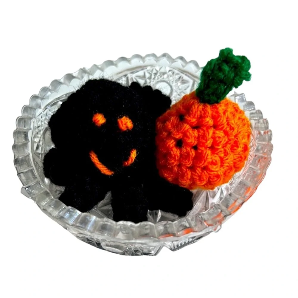 HAND CRAFTED Crochet Organic Catnip Colorful Interactive Spider Pumpkin Cat Toys
